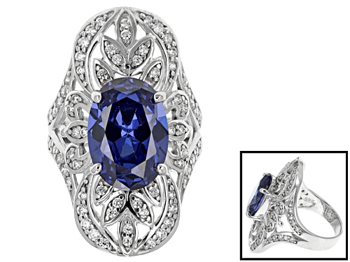 Bella Luce ® Esotica ™ 11.20ctw Tanzanite & Diamond Simulants Rhodium Silver Ring - Size 6