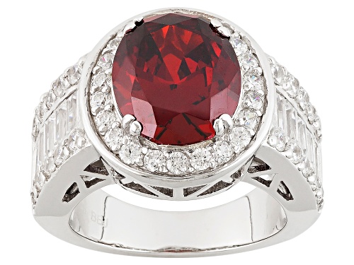 Bella Luce ® Esotica ™ 12.01ctw Spessartite & Diamond Simulants Rhodium Over Sterling Ring - Size 5