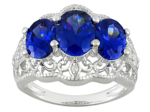 Photo of Bella Luce ® Esotica ™ 4.92ctw Tanzanite And White Diamond Simulants Rhodium Over Sterling Ring - Size 11