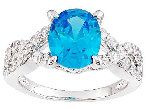 Photo of Bella Luce ® Esotica ™ 5.12ctw Neon Apatite & Diamond Simulants Rhodium Over Sterling Ring - Size 10