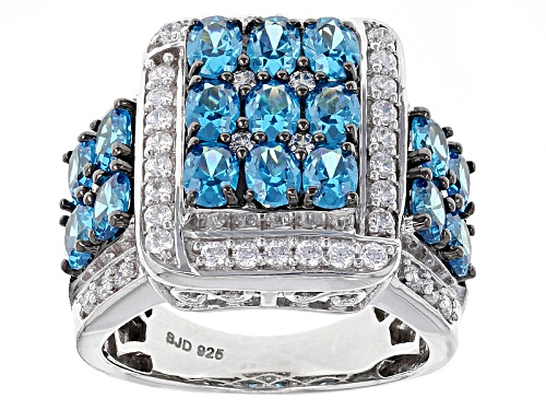 Photo of Bella Luce ® Esotica ™ 5.90ctw Neon Apatite & Diamond Simulants Rhodium Over Silver Ring - Size 7