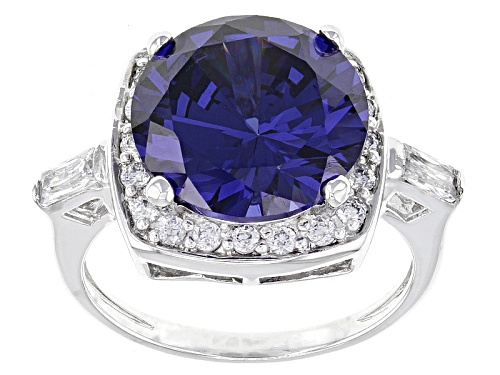 Bella Luce ® Esotica ™ 11.38ctw Tanzanite & White Diamond Simulants Rhodium Over Silver Ring - Size 5