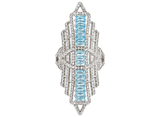 Photo of Bella Luce®Esotica™ 5.40ctw Neon Apatite And White Diamond Simulants Rhodium Over Sterling Ring - Size 5