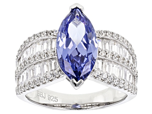 Photo of Bella Luce ® 7.48CTW Esotica ™ Tanzanite & White Diamond Simulants Rhodium Over Sterling Silver Ring - Size 5