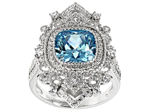 Bella Luce ® 6.74CTW Esotica ™ Neon Apatite & White Diamond Simulants Rhodium Over Silver Ring - Size 6