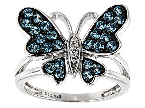 Bella Luce ® 1.39CTW Esotica ™ Neon Apatite And White Diamond Simulants Silver Butterfly Ring - Size 8