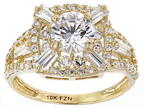 Bella Luce ® 3.83ctw Diamond Simulant Round 10k Yellow Gold Ring (2.31ctw Dew) - Size 10