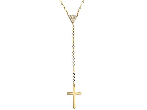 Bella Luce ® 0.50ctw White Diamond Simulant 10k Yellow Gold Cross Necklace With 2 Inch Extender - Size 16