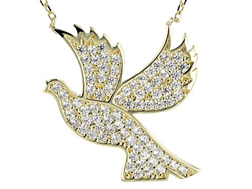 Bella Luce ® 0.78CTW White Diamond Simulant 10K Yellow Gold Dove Necklace (0.39CTW DEW) - Size 17