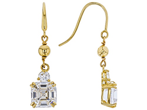 Bella Luce ® 3.70ctw Asscher And Round White Diamond Simulant 10K Yellow Gold Earrings (1.84ctw DEW)