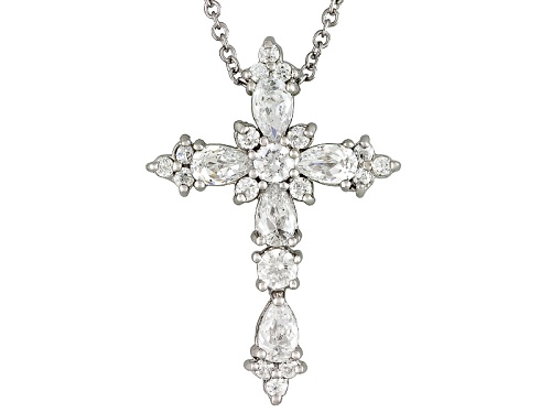Bella Luce® 2.23ctw Rhodium Over Sterling Silver Cross Pendant With 18
