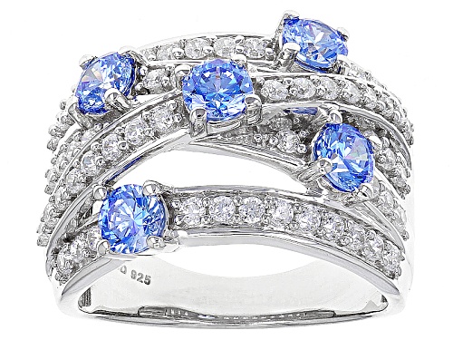 Bella Luce® 4.13ctw Rhodium Over Sterling Silver Ring With Arctic Blue Swarovski ® Zirconia - Size 7