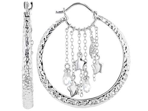 Bella Luce ® 2.40ctw Rhodium Over Sterling Silver Star Hoop Earrings (1.00ctw DEW)
