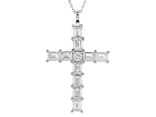 Bella Luce ® 5.52ctw Rhodium Over Sterling Silver Cross Pendant With Chain (2.39ctw Dew)
