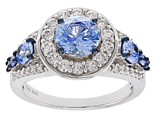 Bella Luce ® 4.69ctw Rhodium Over Silver Ring With Arctic Blue Swarovski ® Zirconia - Size 10