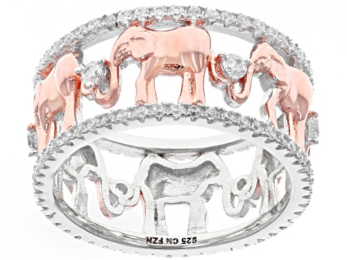 Bella Luce® 1.24ctw Eterno™ Rose and Rhodium Over Sterling Silver Elephant Ring (.68ctw DEW) - Size 7