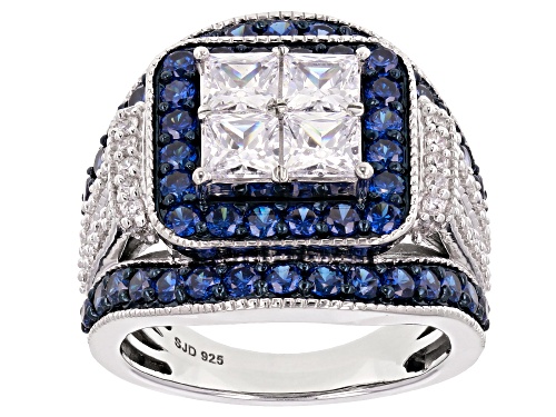 Photo of Bella Luce ® 6.21CTW Sapphire & White Diamond Simulants Rhodium Over Sterling Silver Ring - Size 5