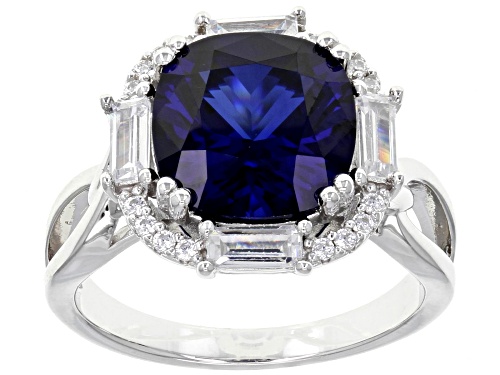 Bella Luce ® 5.03CTW Lab Created Sapphire & White Diamond Simulant Rhodium Over Silver Ring - Size 5