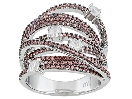 Photo of Bella Luce ® 3.23ctw Mocha & White Diamond Simulant Rhodium Over Sterling Silver Ring - Size 7
