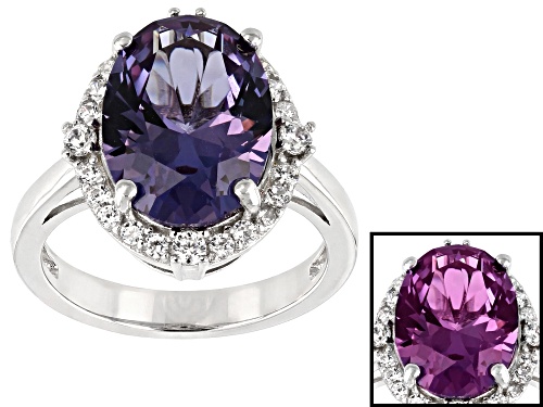 Bella Luce ® Lab Created Color Change Sapphire & White Diamond Simulant Rhodium Over Silver Ring - Size 8