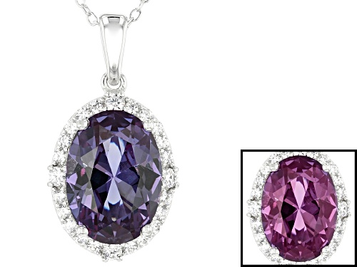 Bella Luce ® Lab Created Color Change Sapphire/Diamond Simulant Rhodium Over Silver Pendant W/Chain