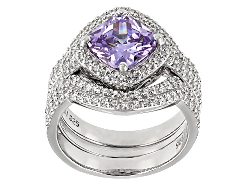 Photo of Bella Luce ® 6.35CTW Lavender & White Diamond Simulants Rhodium Over Sterling Silver Ring With Bands - Size 8