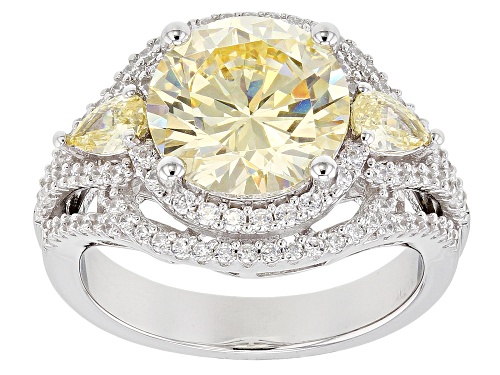Photo of Bella Luce ® 8.09CTW Canary And White Diamond Simulants Rhodium Over Silver Ring (4.93CTW DEW) - Size 7