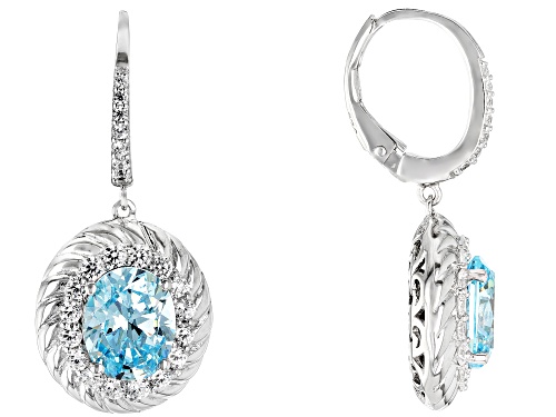 Bella Luce ® 11.21CTW Blue And White Diamond Simulants Rhodium Over Sterling Silver Earrings