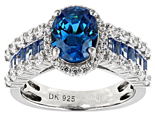 Bella Luce ® 5.05CTW Blue Apatite And White Diamond Simulants Rhodium Over Sterling Silver Ring - Size 5