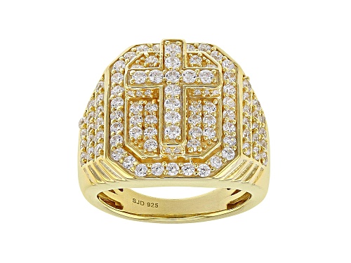 Photo of Bella Luce ® 2.92CTW White Diamond Simulant Eterno ™ Yellow Gold Over Sterling Silver Cross Ring - Size 7