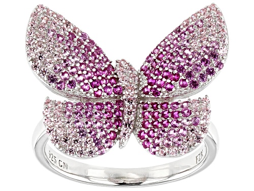 Bella Luce®1.89CTW Pink Sapphire And Pink Diamond Simulants Silver Butterfly Ombre Ring - Size 7