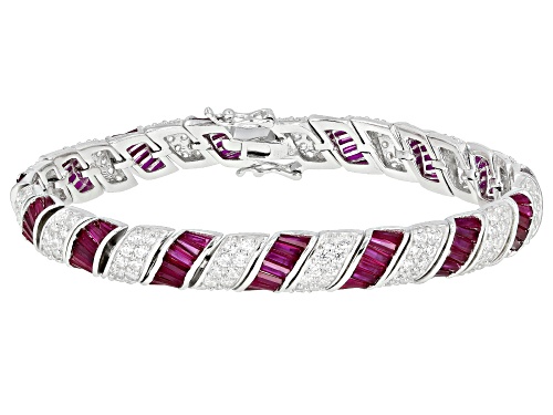 Bella Luce ® 19.10CTW Ruby & White Diamond Simulants Rhodium Over Sterling Silver Bracelet - Size 8