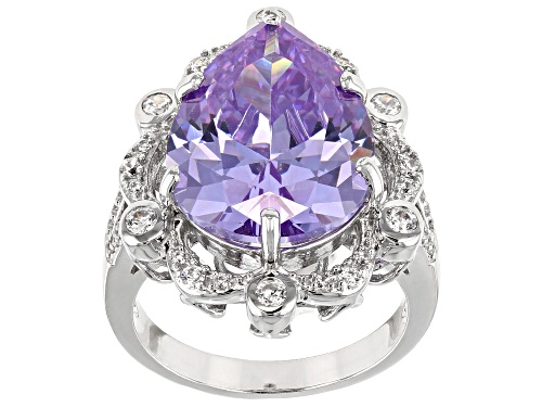 Bella Luce ® 19.96CTW Lavender And White Diamond Simulants Rhodium Over Sterling Silver Ring - Size 7