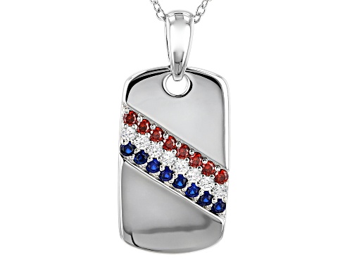 Bella Luce®1.40CTW Ruby,Sapphire,And White Diamond Simulants Rhodium Over Silver Pendant With Chain