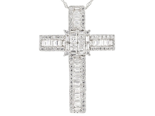 Bella Luce® 3.75ctw Rhodium Over Sterling Silver Cross Pendant With Chain (3.13ctw DEW)