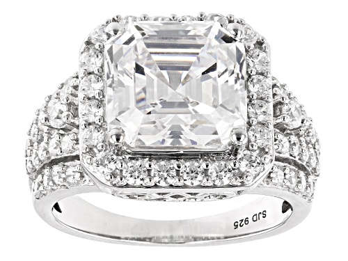 Bella Luce ® 10.63ctw Asscher Cut and Round Rhodium Over Sterling Silver Ring (6.72ctw DEW) - Size 11