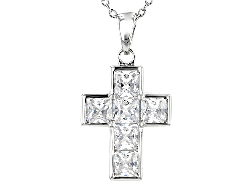 Bella Luce® 3.24ctw Rhodium Over Sterling Silver Cross Pendant With Chain (1.64ctw DEW)