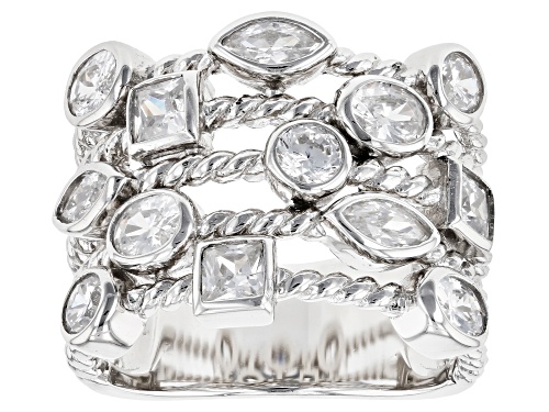 Bella Luce® 3.34ctw White Diamond Simulant Rhodium Over Sterling Silver Ring (2.08ctw DEW) - Size 5