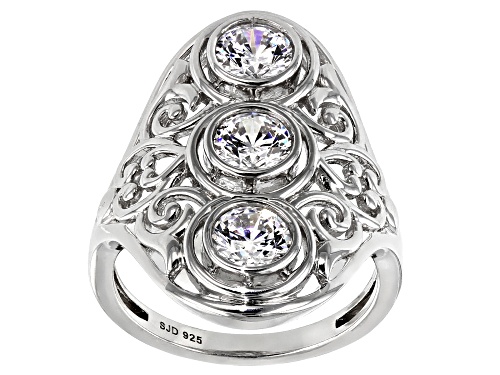Photo of Bella Luce ® 2.52ctw Rhodium Over Sterling Silver 3 Stone Filagree Ring (1.38ctw DEW) - Size 6