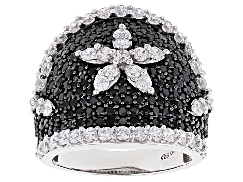 Photo of Bella Luce® 5.70ctw Black Spinel and White Diamond Simulant Rhodium Over Sterling Ring - Size 7