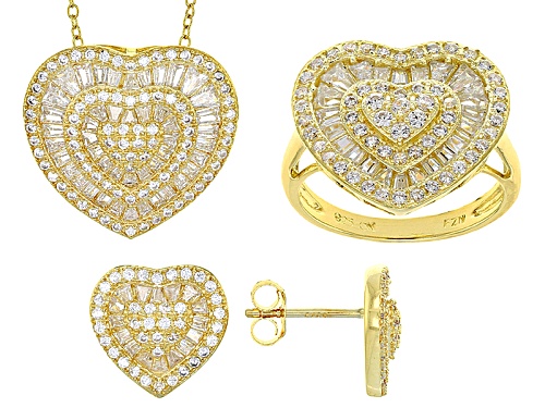 Photo of Bella Luce ® 4.26ctw Eterno ™ Yellow Heart Pendant With Chain, Earrings, And Ring (3.35ctw Dew)