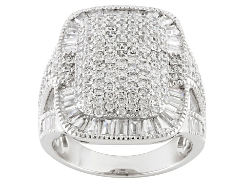 Photo of Bella Luce ® 4.65ctw Round & Baguette Rhodium Over Sterling Silver Ring (2.59ctw Dew) - Size 5