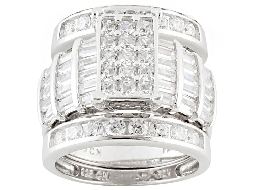 Bella Luce ® 5.17ctw Diamond Simulant Rhodium Over Sterling Silver Ring With Bands (3.10ctw Dew) - Size 7