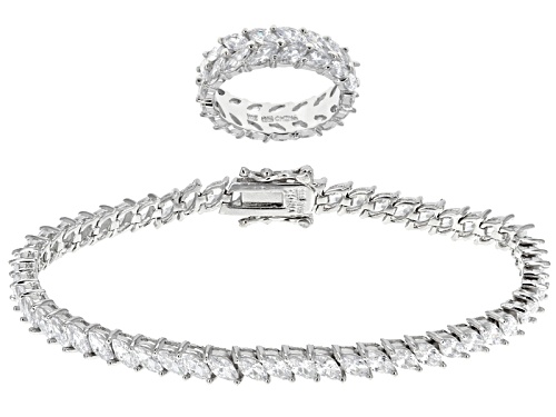 Photo of Bella Luce ® 18.40ctw Rhodium Over Sterling Silver Ring And Bracelet Set (13.16ctw Dew)