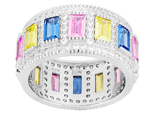 Bella Luce ® 4.32ctw Multi Colored Diamond Simulants Rhodium Over Sterling Silver Ring - Size 5