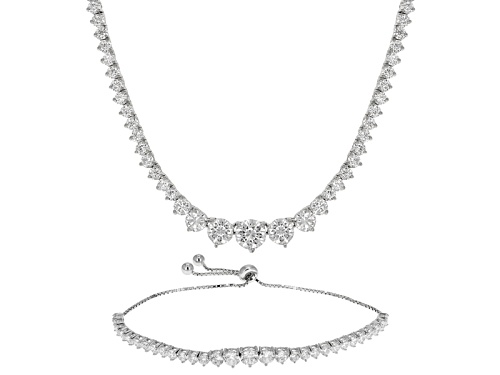 Photo of Bella Luce® Diamond Simulant Sliding Adjustable Rhodium Over Silver Necklace And Bracelet Set