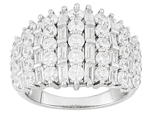 Bella Luce ® 5.30ctw Rhodium Over Sterling Silver Ring (3.00ctw Dew) - Size 5