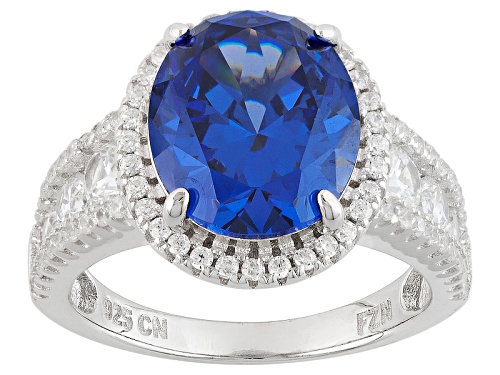Bella Luce ® 10.01ctw Tanzanite And White Diamond Simulants Rhodium Over Sterling Silver Ring - Size 8
