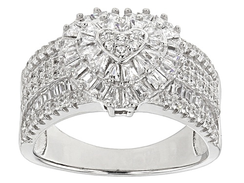 Bella Luce ® 2.24ctw Rhodium Over Sterling Silver Heart Ring (1.58ctw Dew) - Size 11