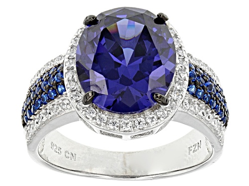 Bella Luce® Lab Blue Spinel, Tanzanite, & White Diamond Simulants Rhodium Over Silver Ring - Size 10